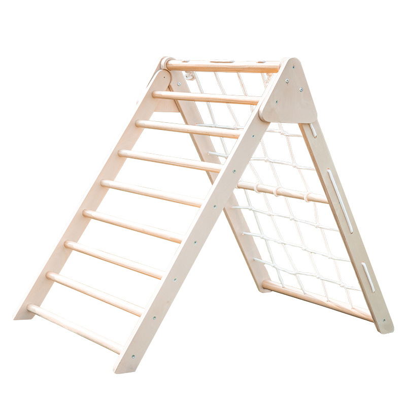 Kids Outdoor Wooden Playset - Structure d'escalade triangulaire pliable en bois