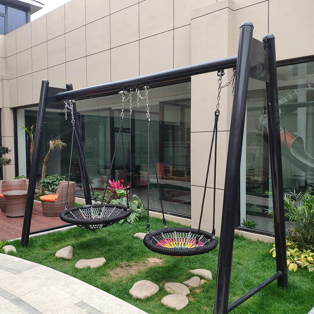 Kids Outdoor Nest Swing - Balançoire d'extérieur double nid d'oiseau ronde