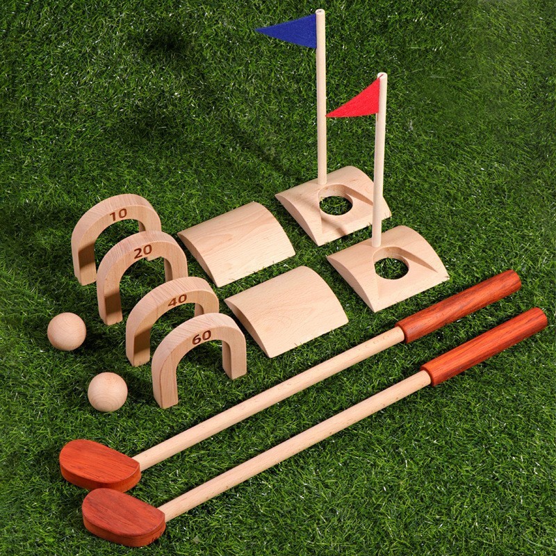 Kids Outdoor Wooden Playset - Ensemble de balles de golf en