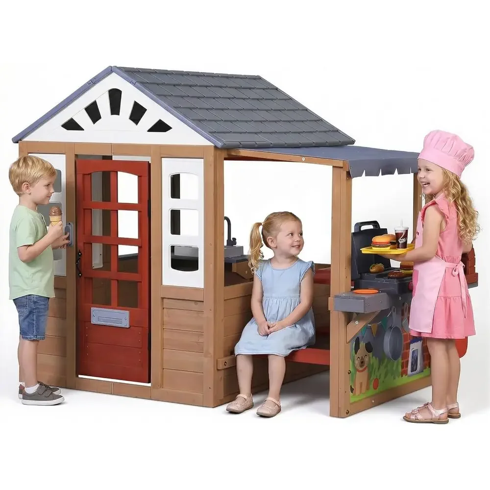 Kids Outdoor Wooden Playset - Maison de jeu en bois pour