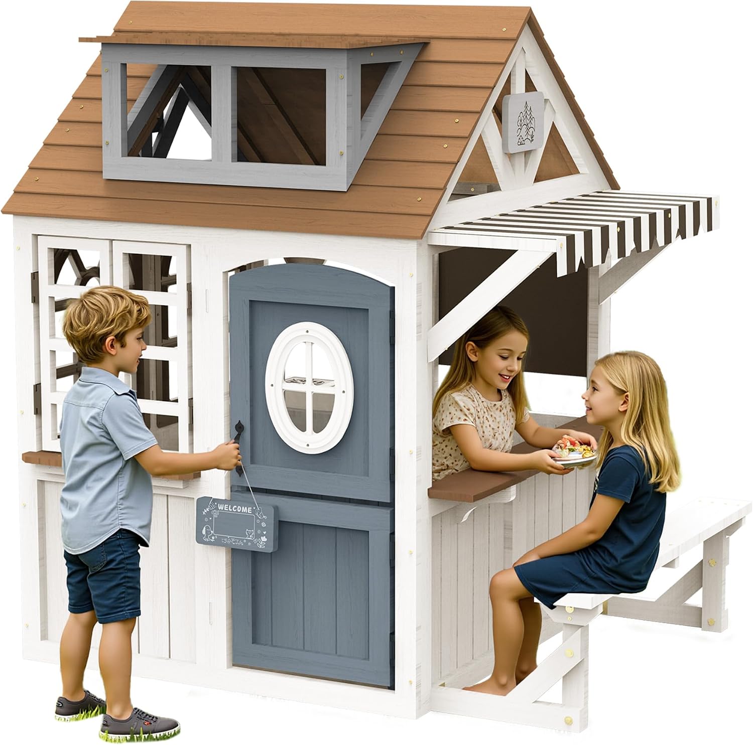 Kids Outdoor Wooden Playset - Maison de jeu en bois pour