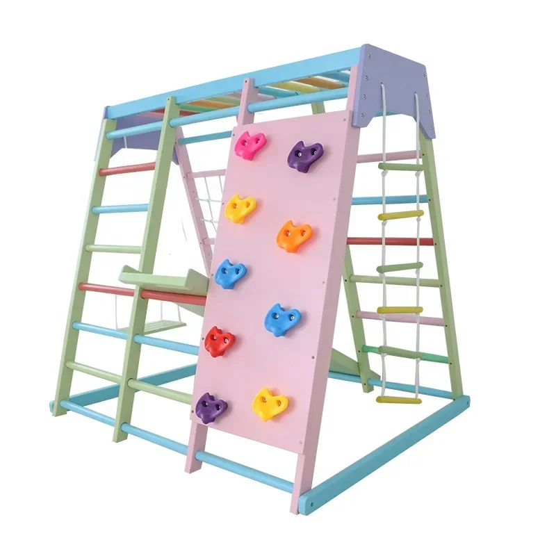 Kids Outdoor Wooden Playset - Structure d'escalade en bois pour enfants,