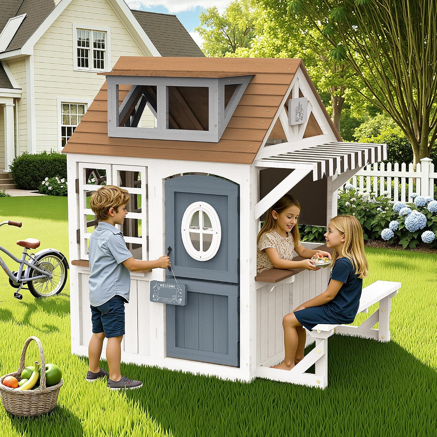 Maison de jeu en bois pour enf - Kids Outdoor Wooden Playset avis et prix